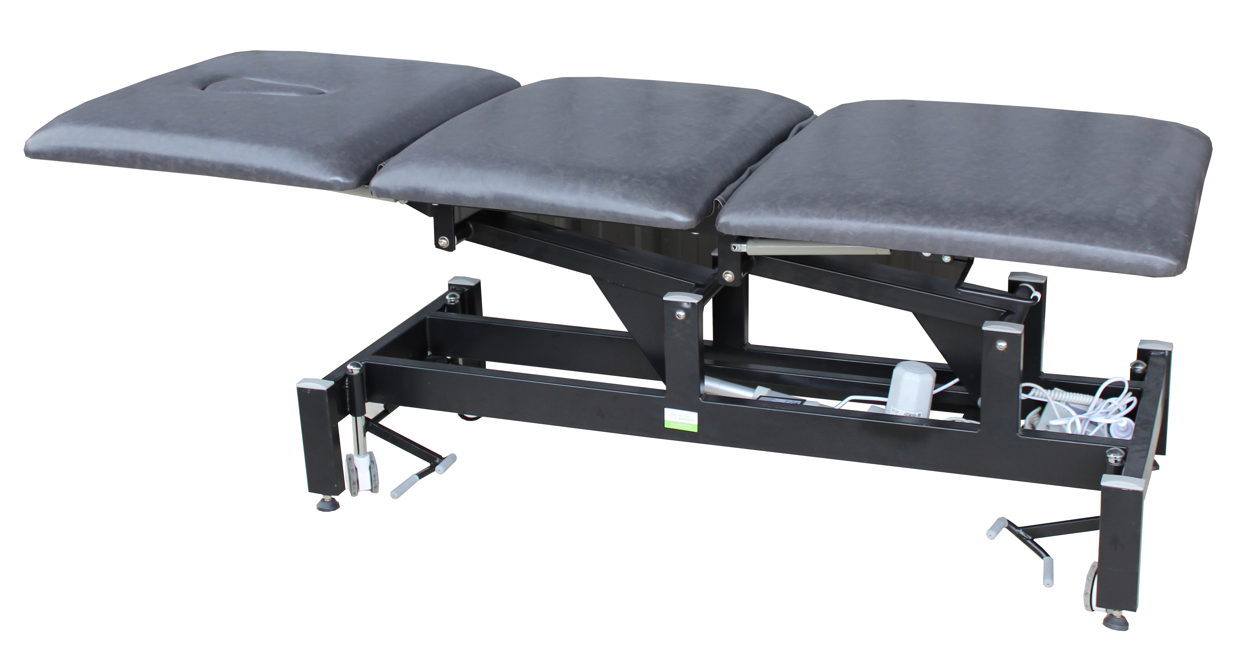 Treatment Tables Medical Medistar 3 Section Plinth, angle view, lying flat